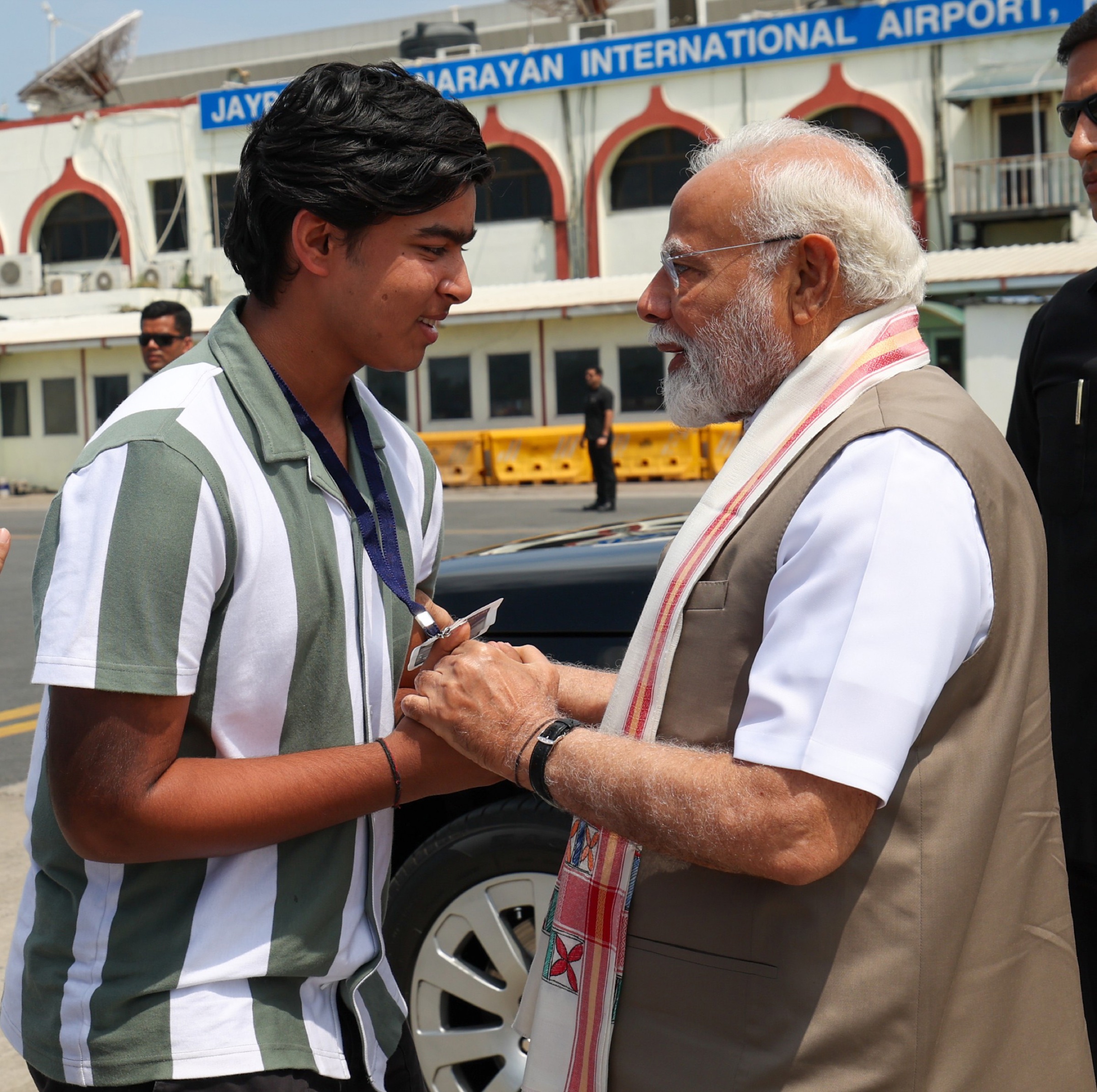 Vaibhav Suryavanshi, left, meeting the prime minister of India in 2025.